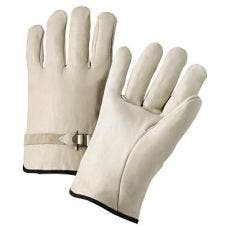 Anchor Brand Quality Grain Cowhide Leather Driver Gloves Pull Strap Back
