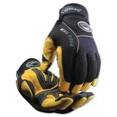 Caiman Gold Grain Leather Palm Gloves