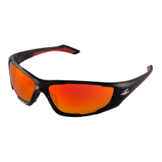 Javelin Safety Glass, Matte Black Frame, Red Mirror Lens, Black TPR Nose Piece & Red Temple Sleeves
