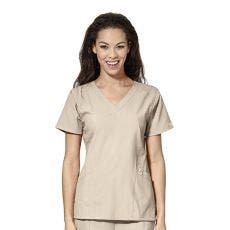 WonderWink W123 Women's Stylized V-Neck Top, Size X-Large, Khaki