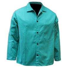 [SA-02-FS530VC] 9 Oz Green FR Welding Jacket, Velcro Closure