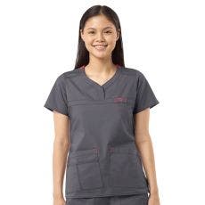 WonderWink Patience-Curved Notch-Neck Top Cabar, Size M