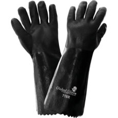 Jersey Liner Double-Coated with Black PVC 18-Inch Chemical Handling Gloves