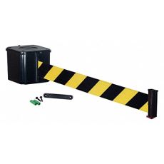 Wall Mount Retractable Belt Tape, 4" Black/Yellow, 20" L