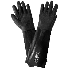 Neoprene Premium Rough Etched Finish Chemical Handling Glove, Cotton Interlock Liner, 18" Length