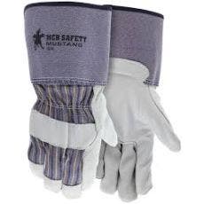 [A-1936] Premium Grain Leather Palm Glove Rubberized Gauntlet Cuff