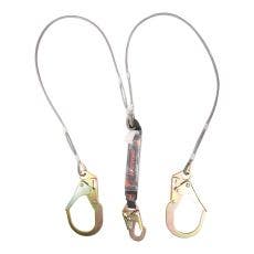[FP-UFL201622] 6' Clear Pack SAL Wire Cable Leading Edge (LE) rated Twin leg 100% tie-off with (1) snap hook and (2) rebar hooks
