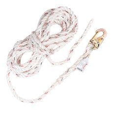 [FP-UFR200500] 500' Vertical white polydac rope lifeline, snap hook on anchor end, other end cut and taped